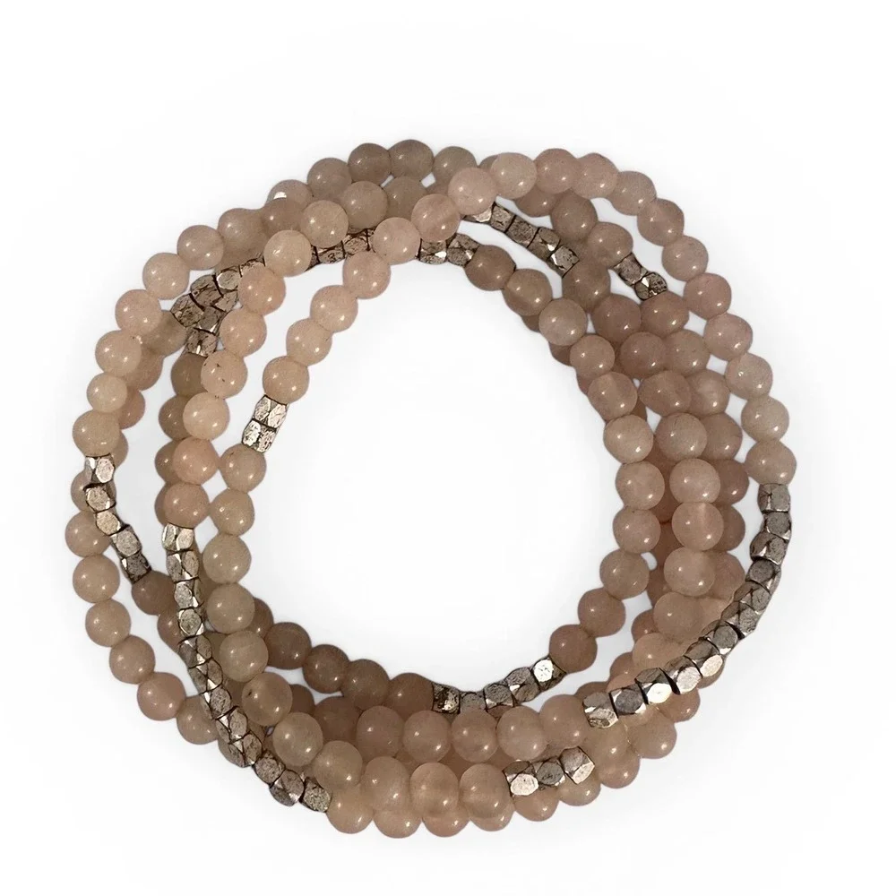 Unbranded Rose Quartz Beaded‎ Bracelet Womens OS Pink Excellent Boho